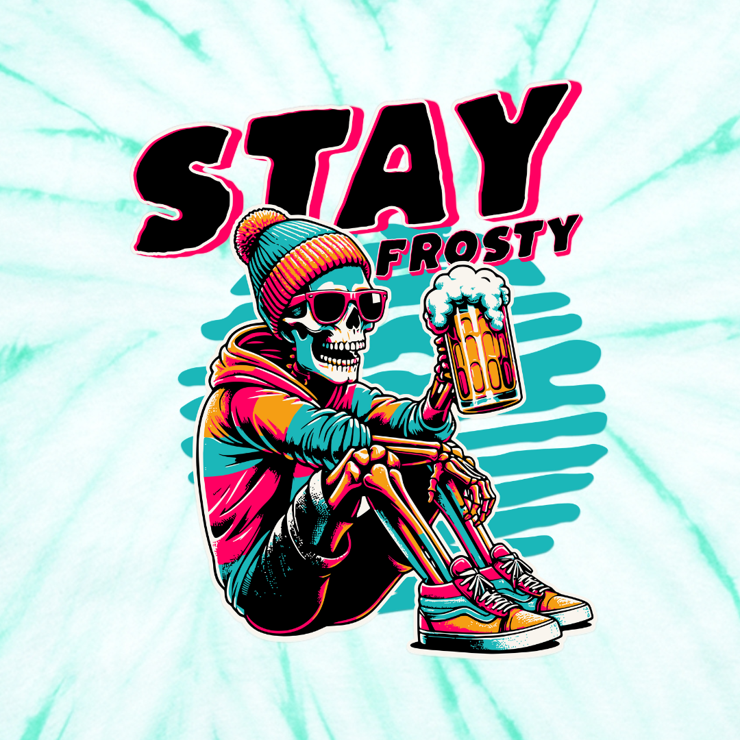 Stay Frosty Skeleton Beer Unisex Tie-Dye T-Shirt